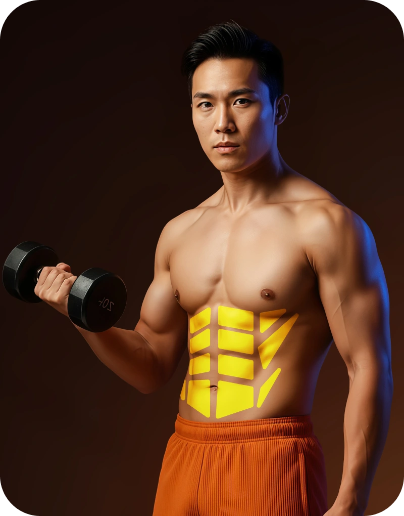 Мужчина с гантелями