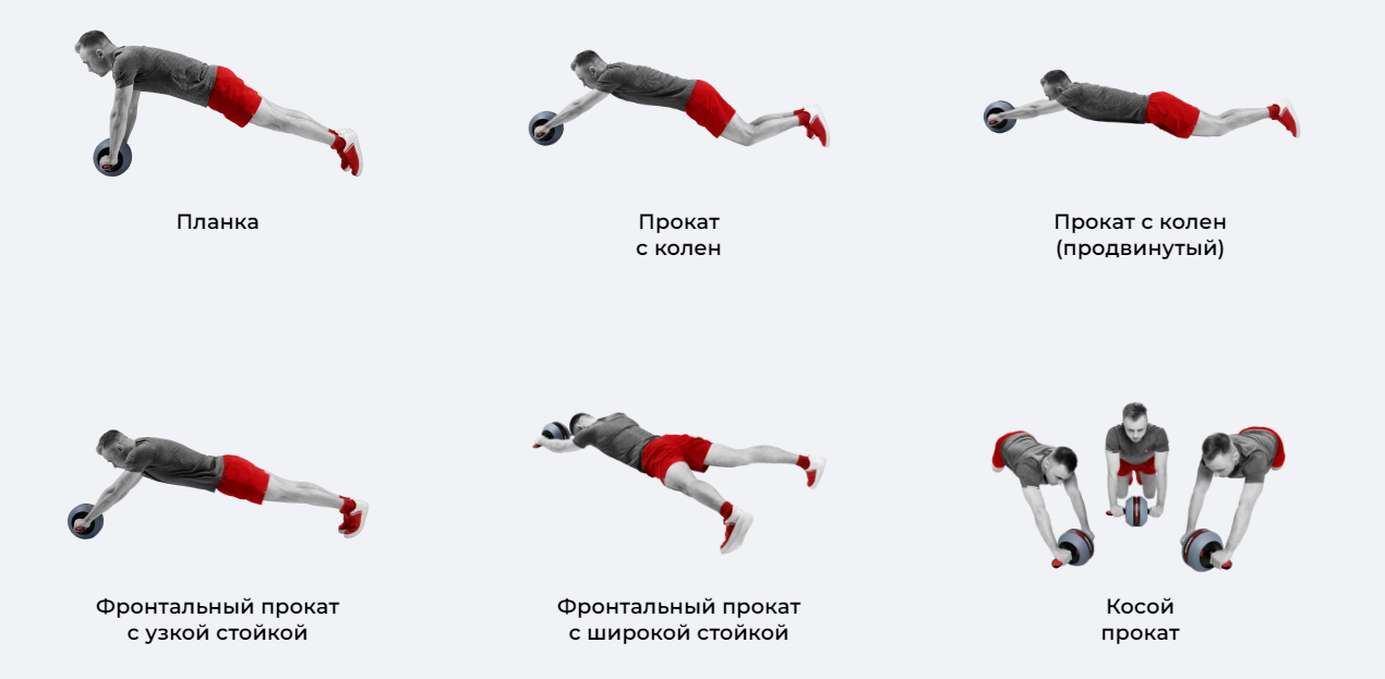 Комплекс основных упражнений с роликом для пресса